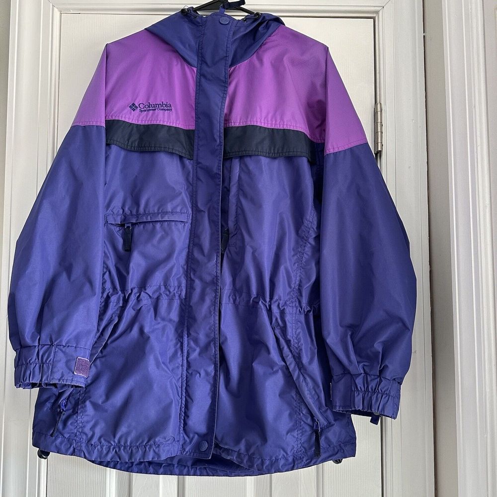 Vintage Columbia Windbreaker Jacket  Women's Medium Color Block Lightweight Hood